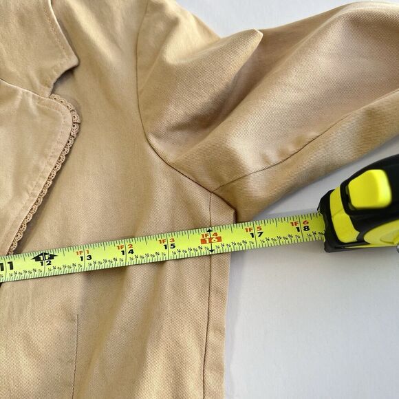 Juicy Couture Vintage Blazer Small Y2K Beige Lace Trim Heart Coquette USA Made - Picture 12 of 13